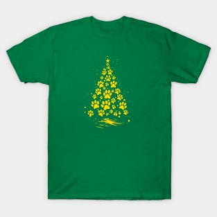 Dog Lover Paw Print Christmas Tree 4 T-Shirt